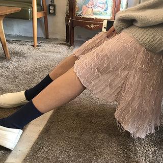 Fringed Textured Chiffon Midi Skirt