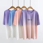 Short-sleeve Gradient Embroidered Shirt