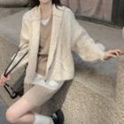 Hooded Cable Knit Cardigan / Mini A-line Skirt / Long-sleeve Top