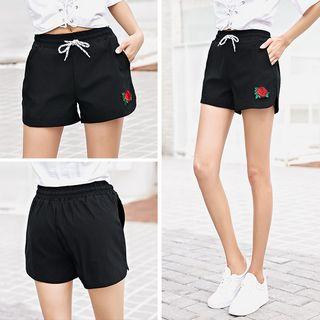 Rose Embroidered Shorts