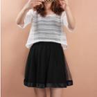Mesh Elbow-sleeve Top