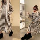 Stripe Long Oversize Hoodie Dress Ivory - One Size