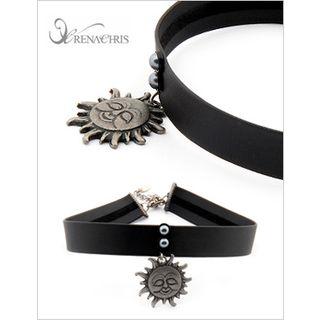 Sun Pendant Faux-leather Choker