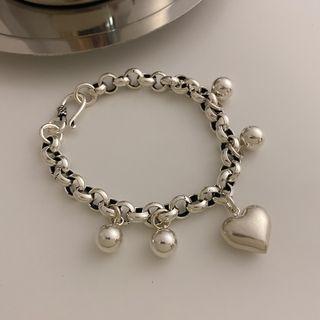 Heart Alloy Bracelet Sl0602 - 1pc - Silver - One Size