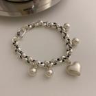 Heart Alloy Bracelet Sl0602 - 1pc - Silver - One Size