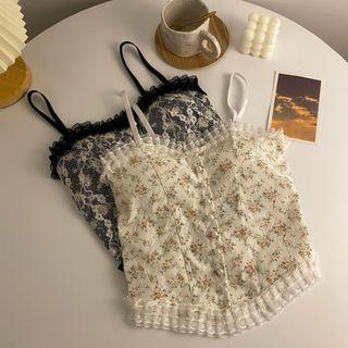 Flower Print Lace Camisole Top