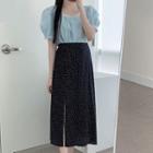 Short-sleeve Blouse / Dotted Mini A-line Skirt