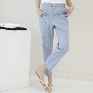 Band-waist Pocket-detail Dotted Pants