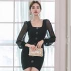 Chiffon Sleeve Mini Sheath Dress