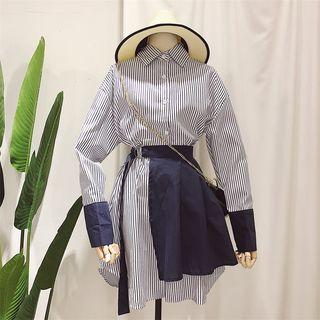 Set: Striped Shirtdress + A-line Skirt