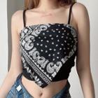 Paisley Print Panel Cropped Camisole Top