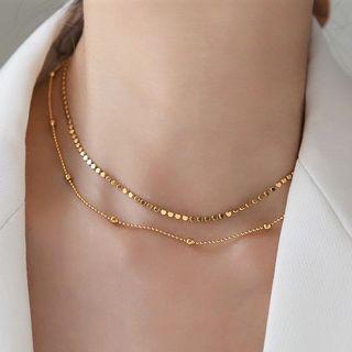 Disc / Bead Alloy Necklace