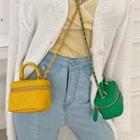 Zipped Quilted Mini Hand Bag With Chain Strap