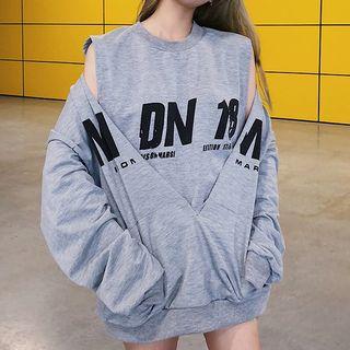 Set: Lettering V-neck Pullover + Sleeveless Top