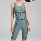 Lettering Contrast Trim Swimsuit / Swimming Goggles / Swim Cap / Swim Bag / Set