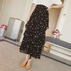 Floral High-waist Ruffle Tiered Midi Skirt