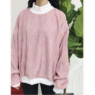 Mock-neck Corduroy Sweatshirt