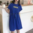 Short-sleeve Lettering Tie-waist T-shirt Dress