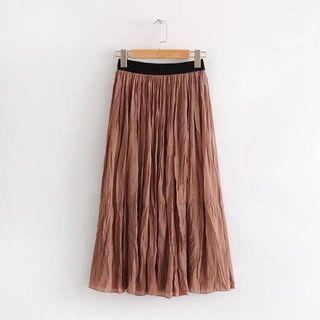 Crinkled A-line Skirt
