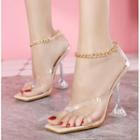 Chained Clear Spool-heel Sandals