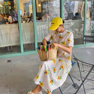 Drop-waist Maxi Floral Dress