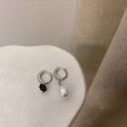 Asymmetrical Drop Earring 1 Pair - Black & White - One Size