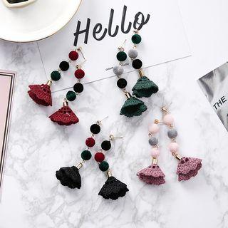 Knitted Flower Drop Earring