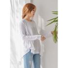 Asymmetric-hem Ribbed T-shirt