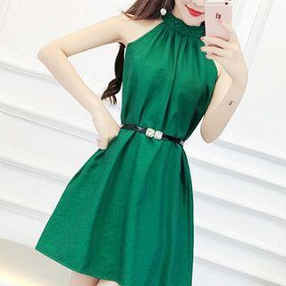 Halter Sleeveless High-waist A-line Dress