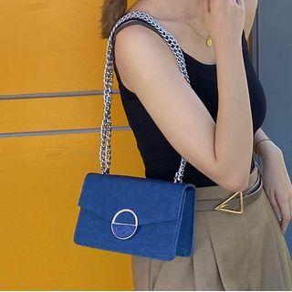 Chain Denim Flap Crossbody Bag