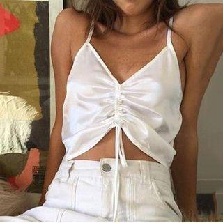 V-neck Drawstring Crop Camisole Top