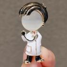 Doctor Cat Eye Stone Alloy Brooch Ly615 - White & Black & Gold - One Size