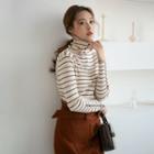 Striped High-neck Knit Top