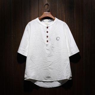 Patterned Panel Linen Top