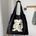 Milk Cow Print Canvas Tote Bag Black - One Size