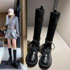 Knit Panel Platform Short Boots / Tall Boots