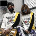 Plus Size Couple Matching Color Block Printed T-shirt