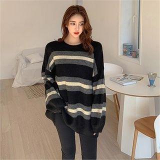 Striped Oversized Sweater Black - One Size