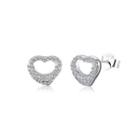 Sterling Silver Romantic Fashion Heart Shaped Cubic Zircon Stud Earrings Silver - One Size
