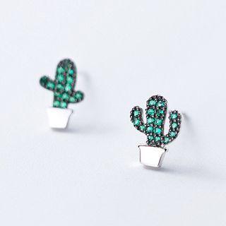 925 Sterling Silver Cactus Stud Earrings Cactus - One Size