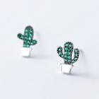 925 Sterling Silver Cactus Stud Earrings Cactus - One Size