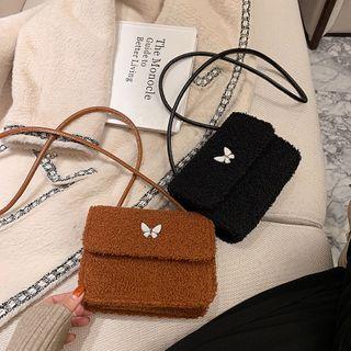 Butterfly Fleece Crossbody Bag
