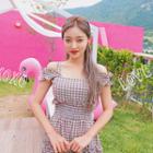 Sleeveless Smocked Plaid A-line Long Dress