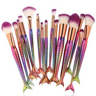 Set Of 15: Iridescent Mermaid Tail Makeup Brush
