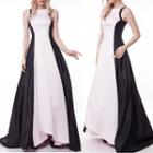 Two-tone Sleeveless A-line Evening Gown