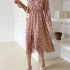 Tie-neck Floral Print Dress Pink - One Size