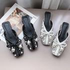 Faux Pearl Bow Flat Mules