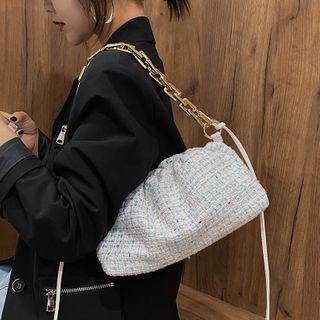Tweed Shirred Crossbody Bag