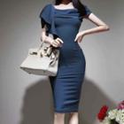 Short-sleeve Ruffled Bodycon Dress