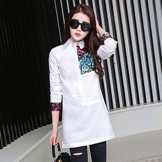 Long-sleeve Sequined Shirt